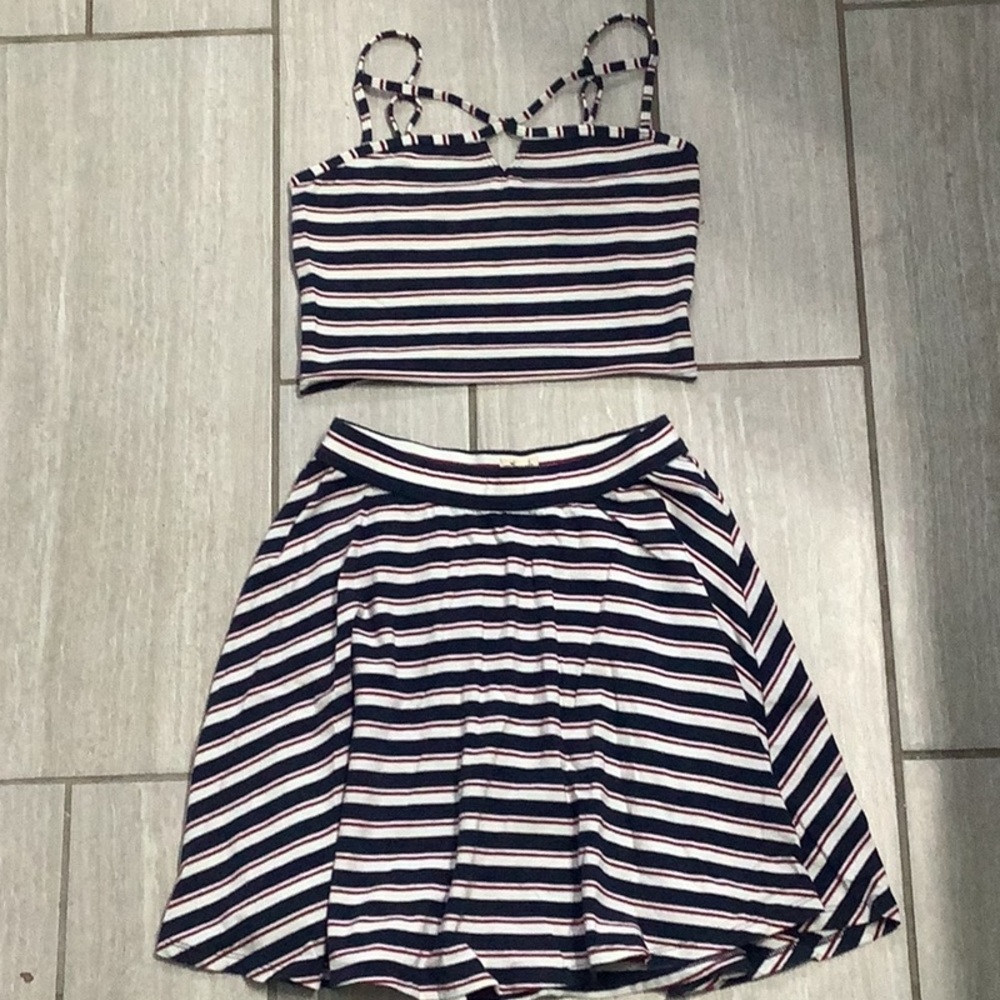 Hollister Striped Bralette and Skirt Set